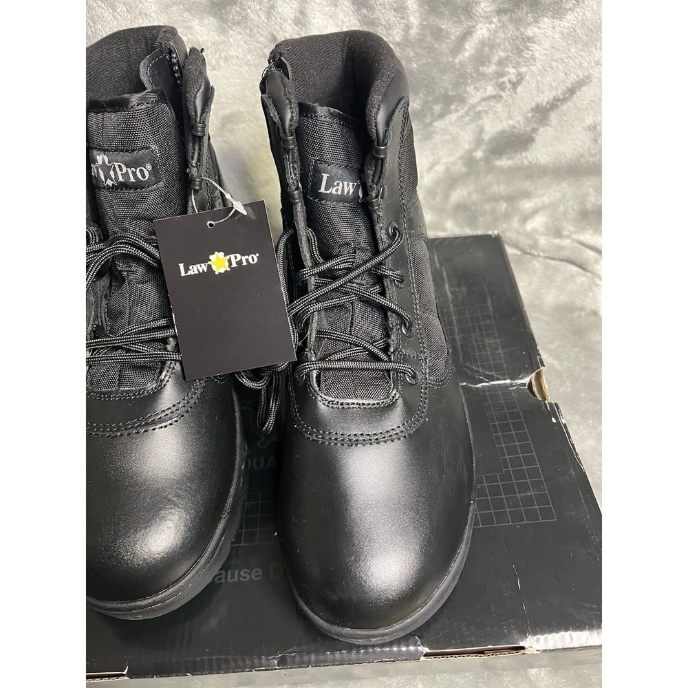 LawPro Men's 6" Tactical Duty Boots Side Zip Black NEW US 12 Wide - Picture 3 of 13